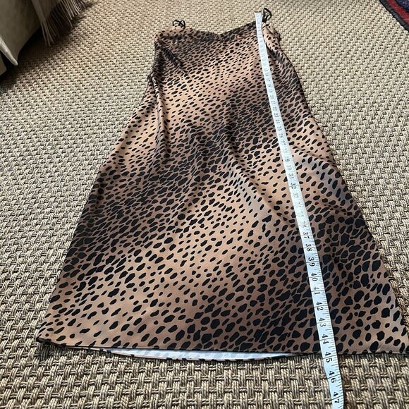 Good American Satin Leopard Print Slip Dress Midi Length Side Slit Sz 2 90s Y2K - Picture 10 of 10